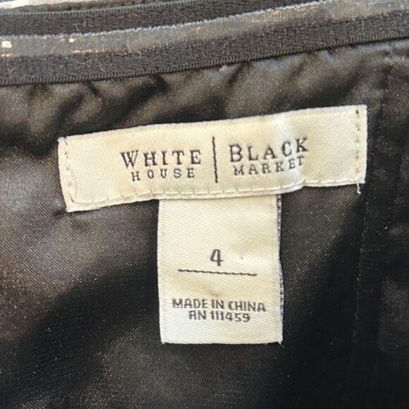 White House Black Market White & Black Floral Leaf Pleated Strapless Dress 4 - Picture 4 of 4